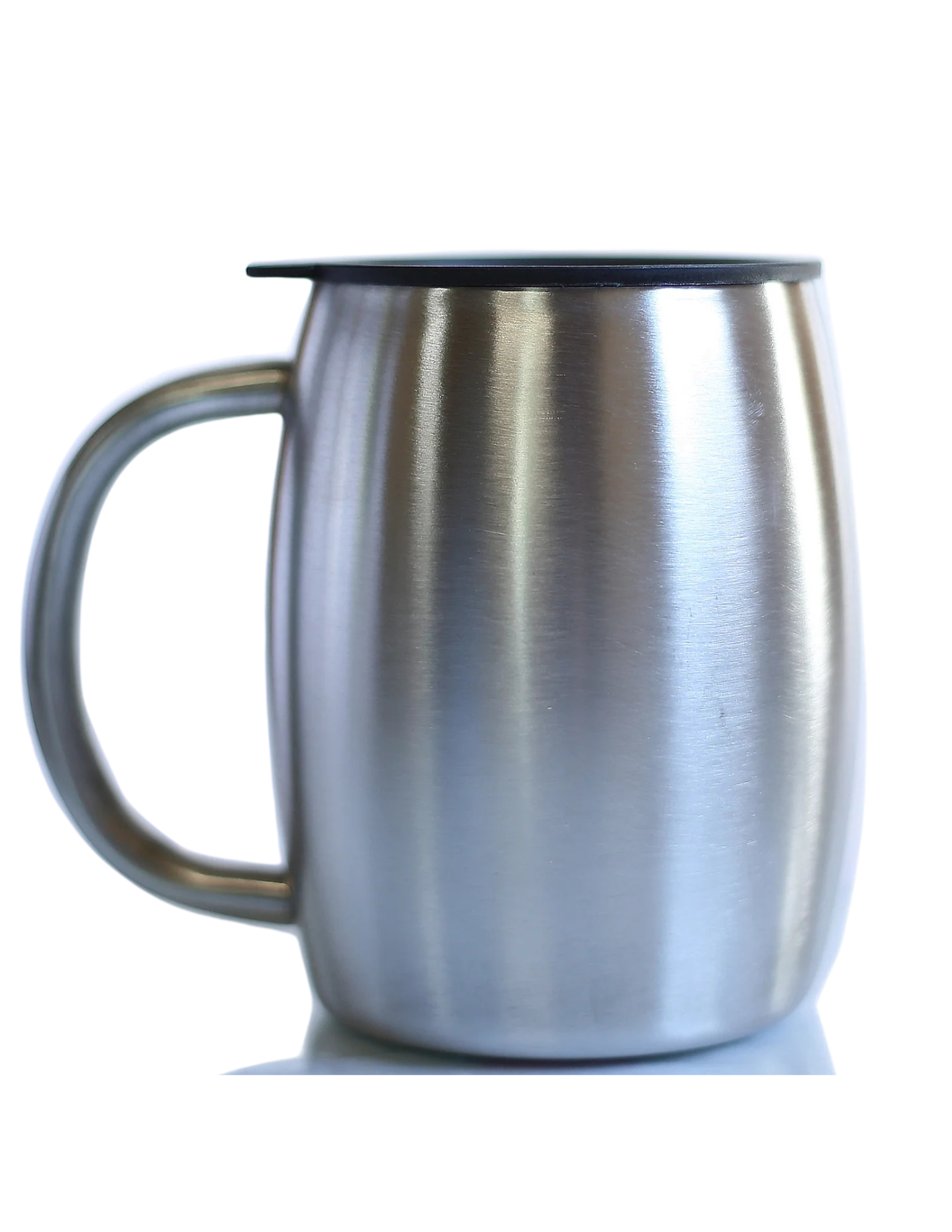 Stainless steel mug with lid. 