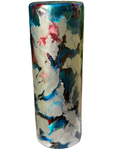 CHROME, RED, AND BLUE ALCOHOL INK TUMBLER