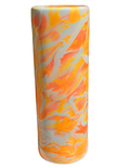 THIS ORANGE AND WHITE TUMBLER IS BEAUTIFUL AND IT GLOWS IN THE DARK!