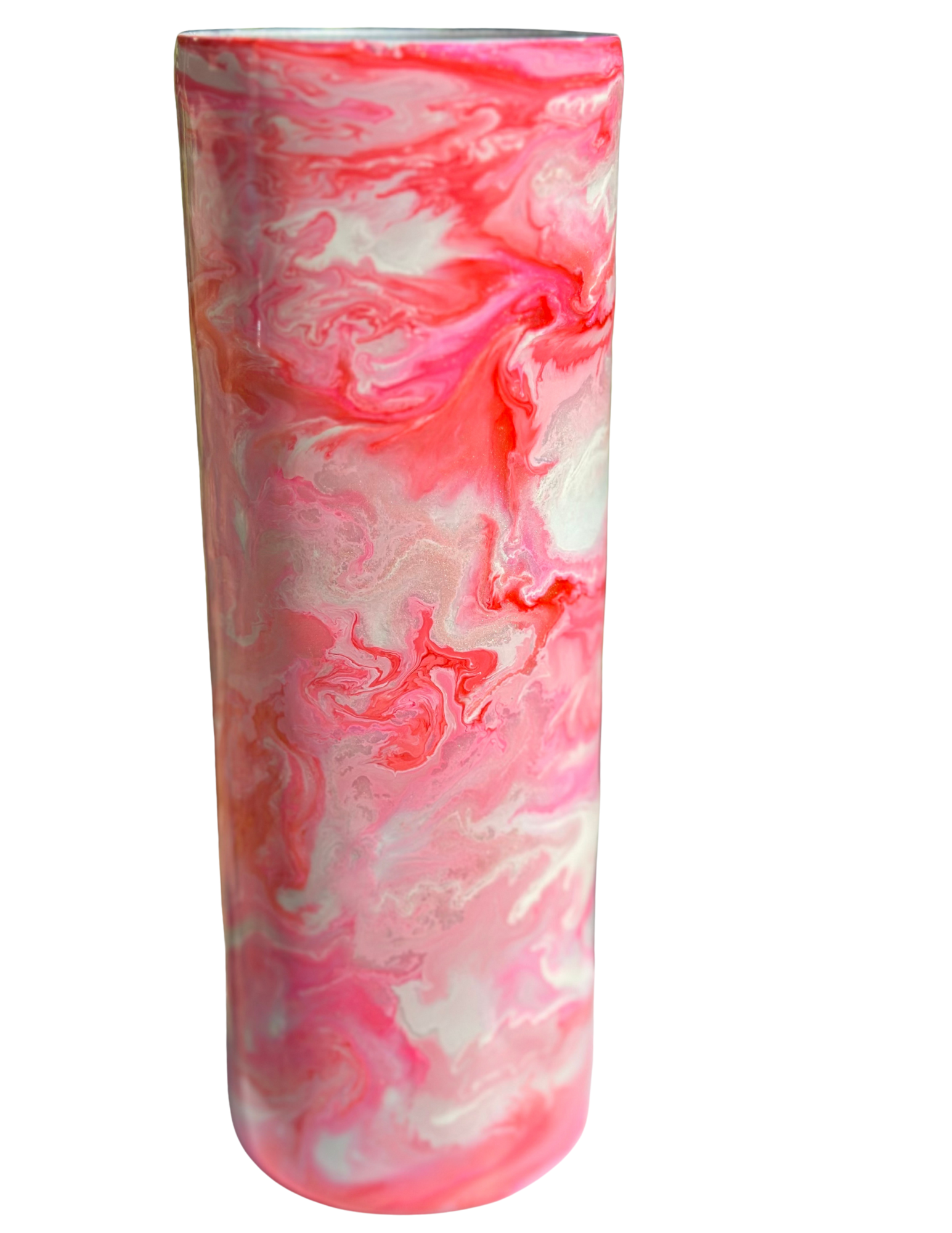 All pinks and white marble tumbler.