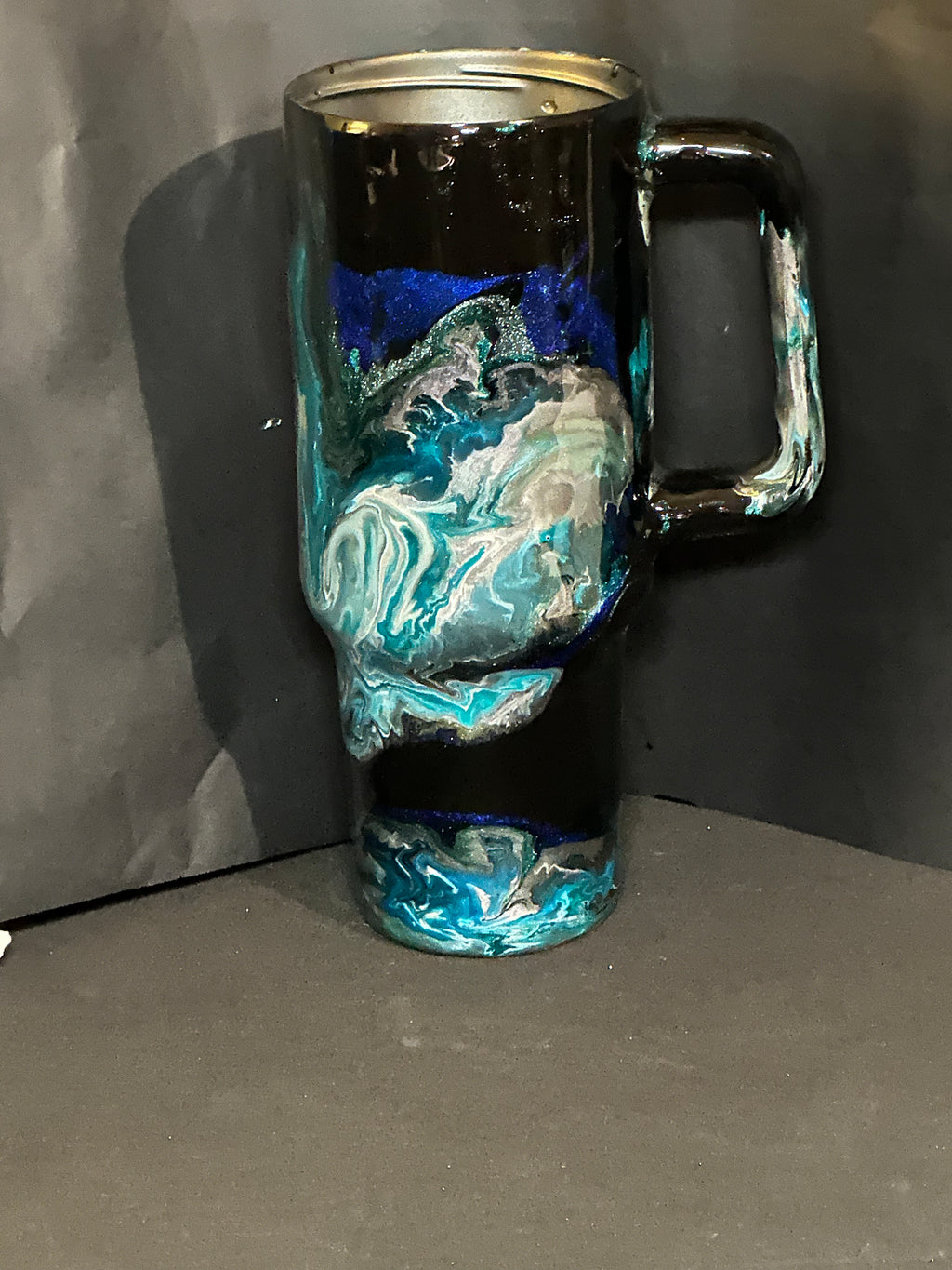 40oz Black base Blues and silver